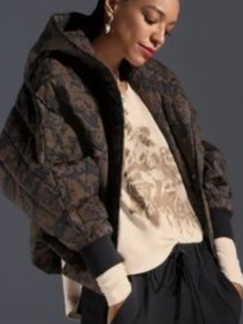 CABI wrap up puffer jacket snakeskin W2406 Sz Small/Medium